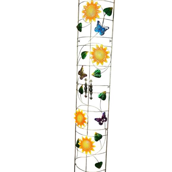 Butterfly and Sunflower Garden Trellis 6’ T x 12” Wide Comes in 5 Sections - Picture 2 of 7